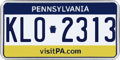 PA license plate KLO2313