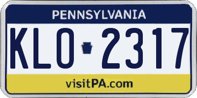 PA license plate KLO2317