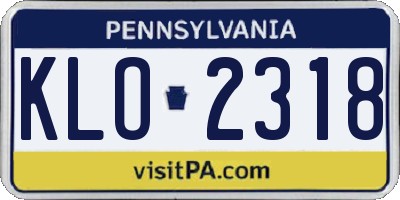 PA license plate KLO2318