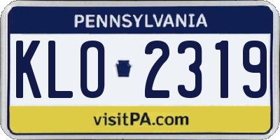 PA license plate KLO2319