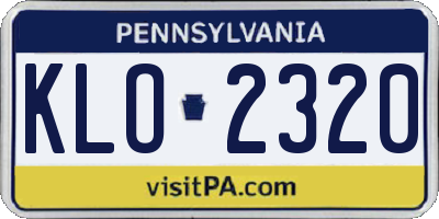 PA license plate KLO2320