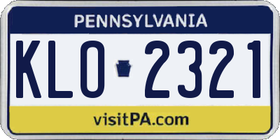 PA license plate KLO2321