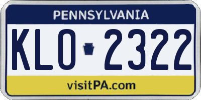 PA license plate KLO2322