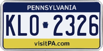 PA license plate KLO2326