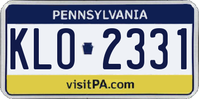 PA license plate KLO2331