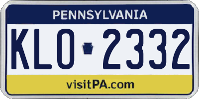 PA license plate KLO2332