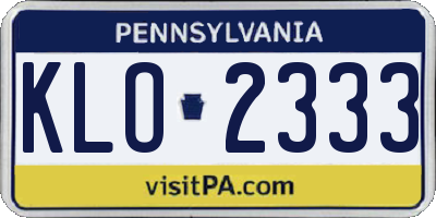 PA license plate KLO2333