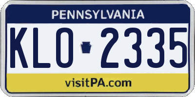 PA license plate KLO2335