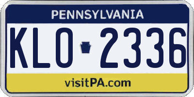 PA license plate KLO2336