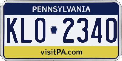 PA license plate KLO2340