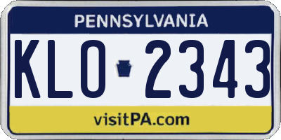 PA license plate KLO2343