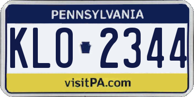 PA license plate KLO2344