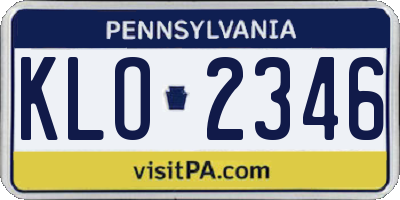 PA license plate KLO2346