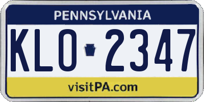 PA license plate KLO2347