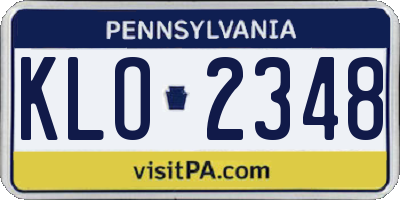 PA license plate KLO2348