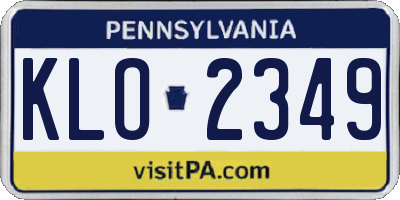 PA license plate KLO2349