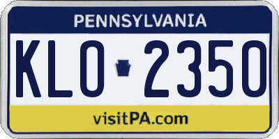 PA license plate KLO2350
