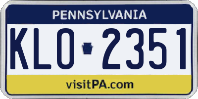 PA license plate KLO2351