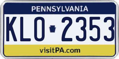 PA license plate KLO2353