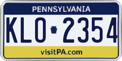PA license plate KLO2354