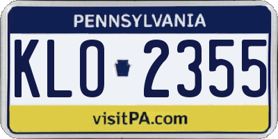 PA license plate KLO2355