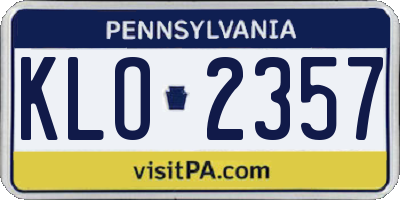 PA license plate KLO2357