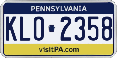 PA license plate KLO2358