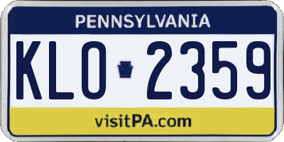 PA license plate KLO2359