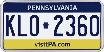PA license plate KLO2360
