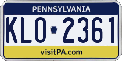 PA license plate KLO2361