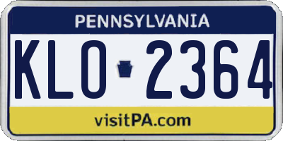 PA license plate KLO2364
