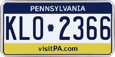 PA license plate KLO2366