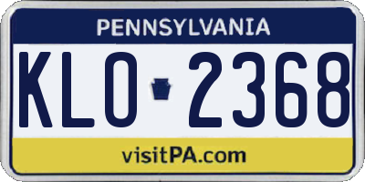 PA license plate KLO2368