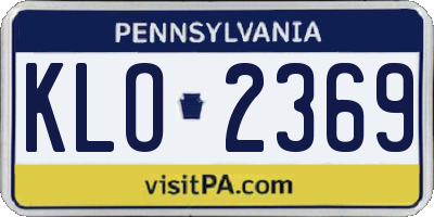 PA license plate KLO2369