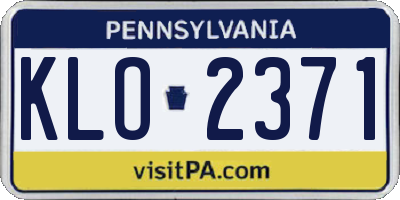 PA license plate KLO2371