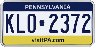 PA license plate KLO2372