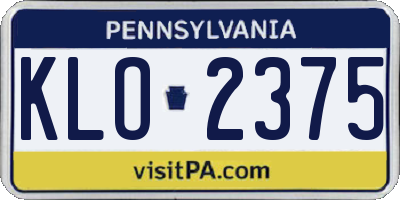 PA license plate KLO2375