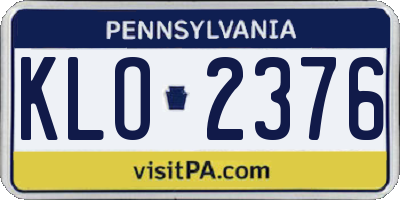 PA license plate KLO2376