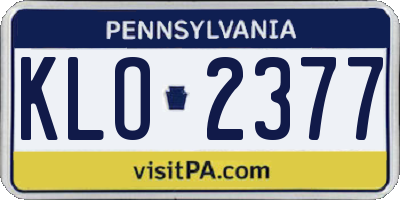 PA license plate KLO2377