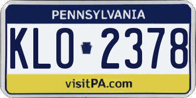 PA license plate KLO2378