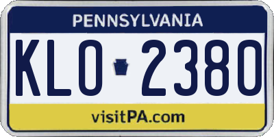PA license plate KLO2380