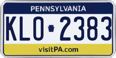 PA license plate KLO2383