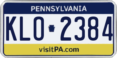 PA license plate KLO2384