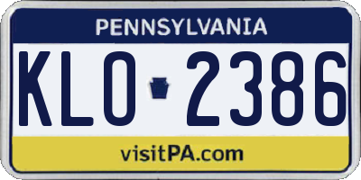 PA license plate KLO2386