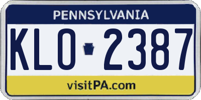 PA license plate KLO2387