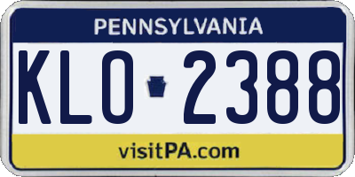 PA license plate KLO2388