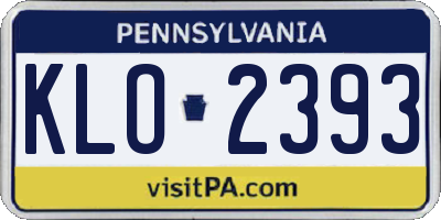 PA license plate KLO2393