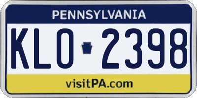 PA license plate KLO2398