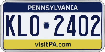 PA license plate KLO2402