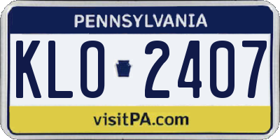 PA license plate KLO2407